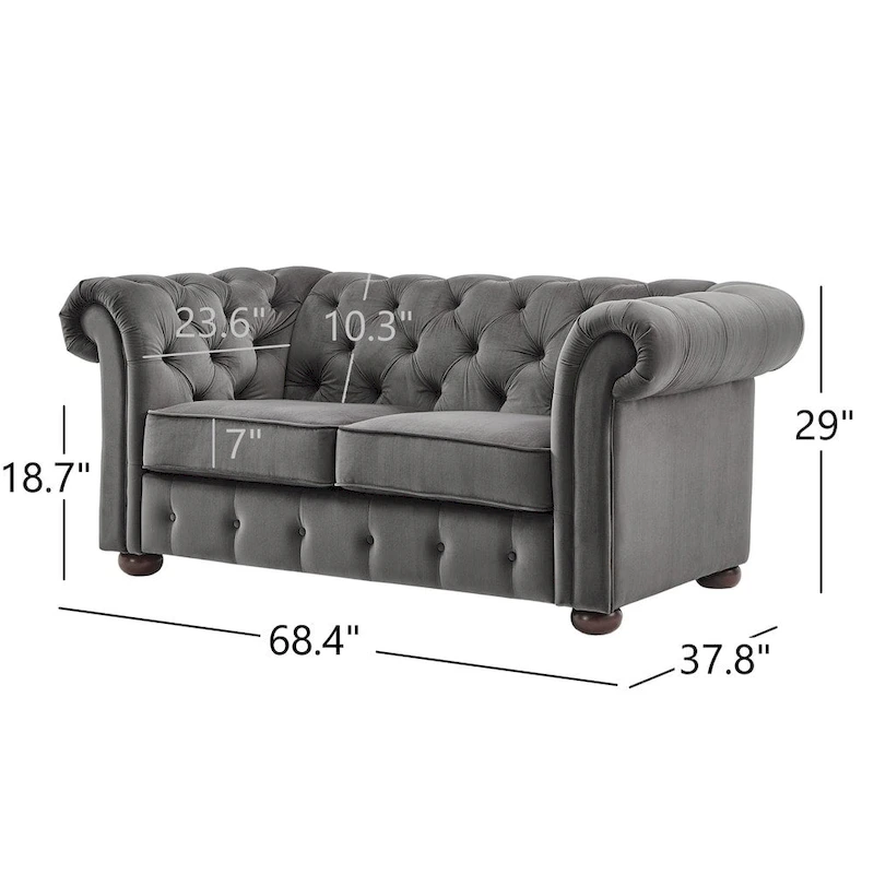 Knightsbridge Tufted Scroll Arm Chesterfield Loveseat by iNSPIRE Q Artisan