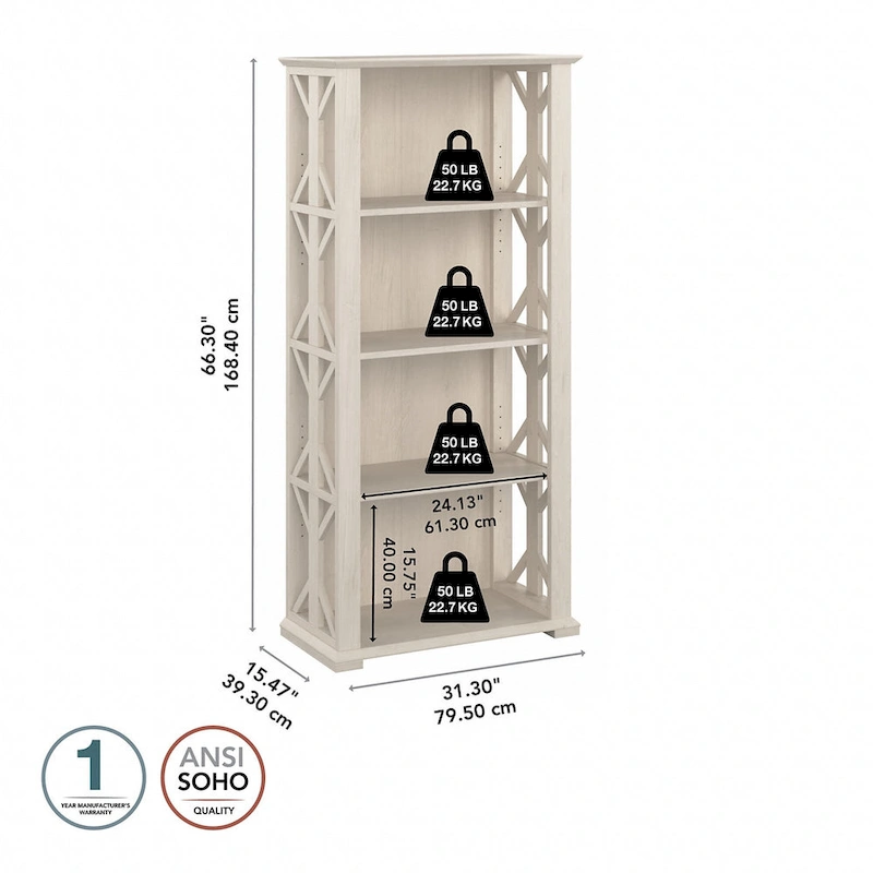 Homestead 4 Shelf Farmhouse Bookcase by Bush Furniture