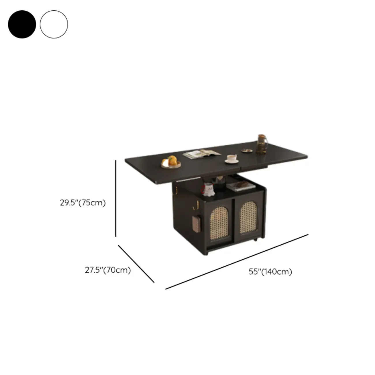 Foldable Wood White Modern Wheeled Small Side Table