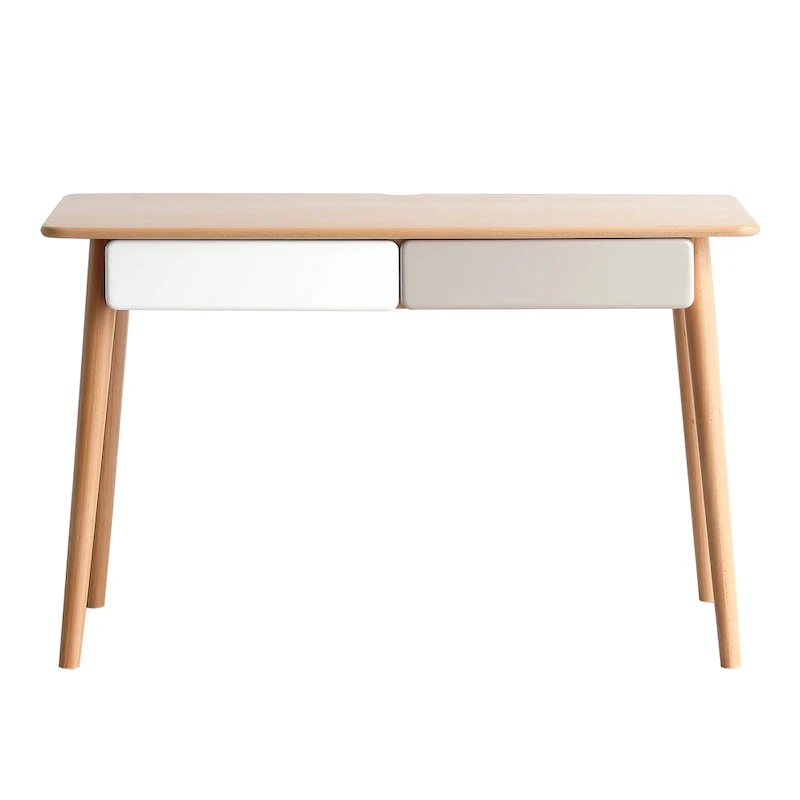 Solid Wood Computer Desk - 47 Large Size Office Desk with 2 Drawers