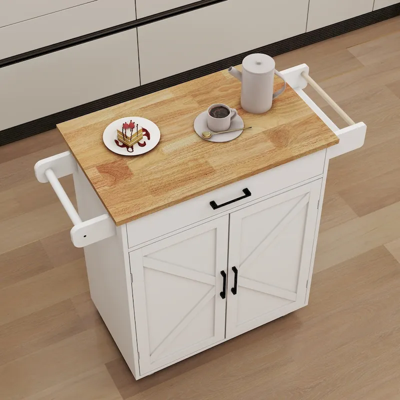 Kitchen island rolling trolley cart