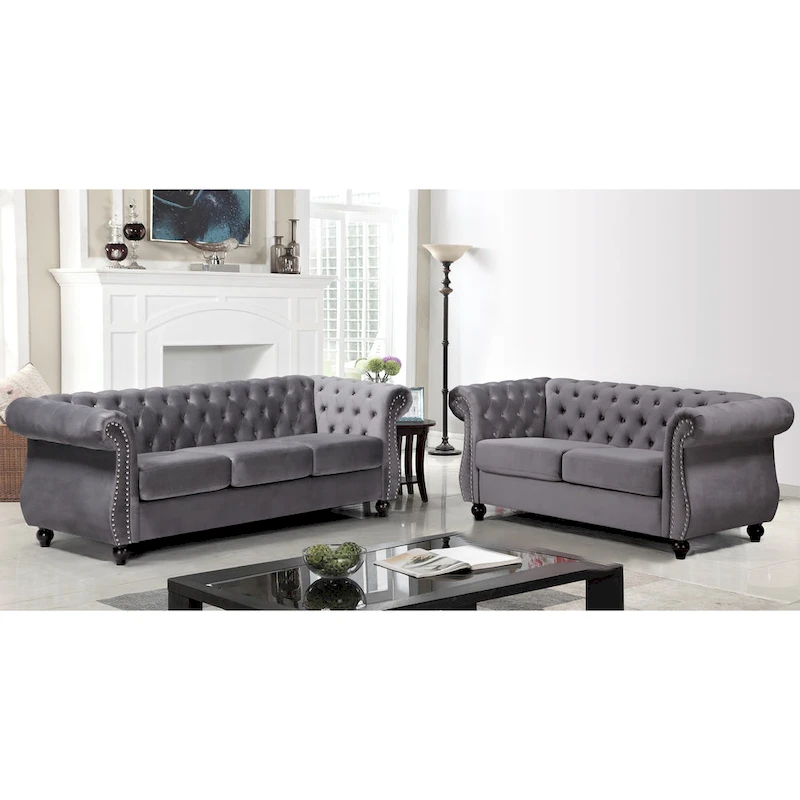 Antoinette Chesterfield 2-Piece Set- Sofa & Loveseat