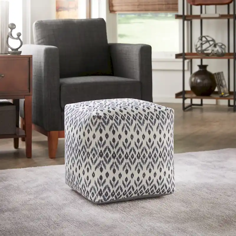 Upholstered Square Pouf Ottoman