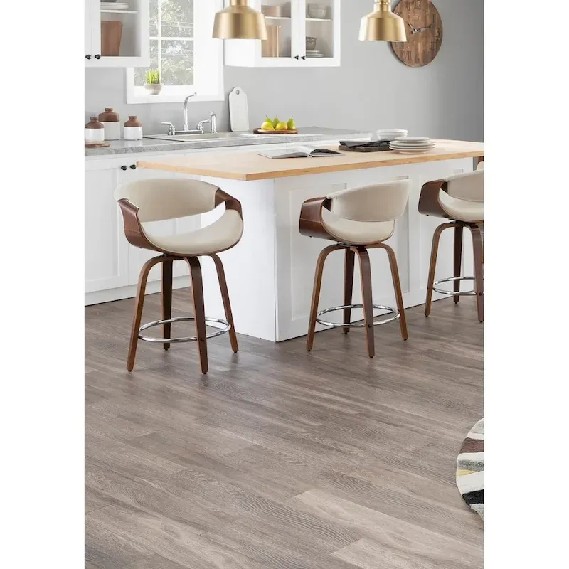 Carson Carrington Sauda 24 Fixed-Height Counter Stools with Bent Wood Legs & Round Footrest (Set of 2)