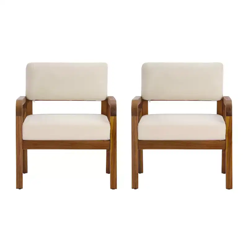 Christopher Knight Home Dawson Patio Modern Acacia Wood Club Armchair with Cushions