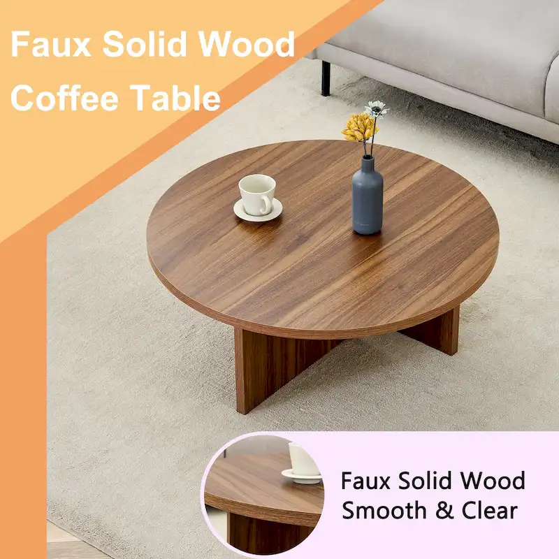 Modern Round MDF Coffee Table Durable Living Room Center Table