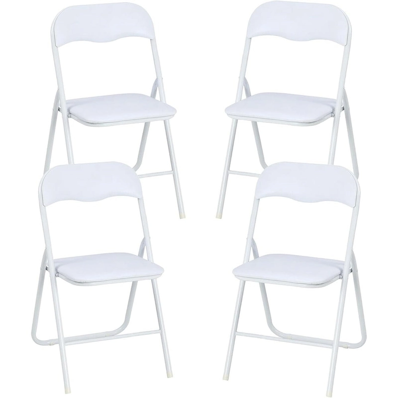 4 Folding Chairs with Cushion, with Non-Slip Feet Pads