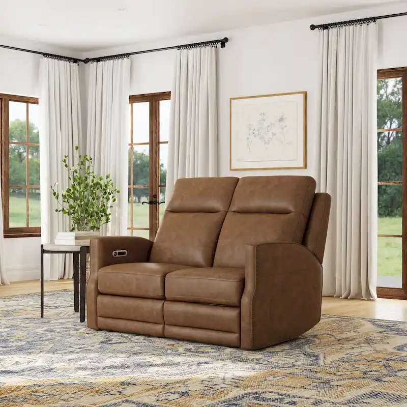 Maxwellton Cedar Power Reclining Loveseat with Power Headrests and Lumbar by Flexsteel - 56 x 42 x 39