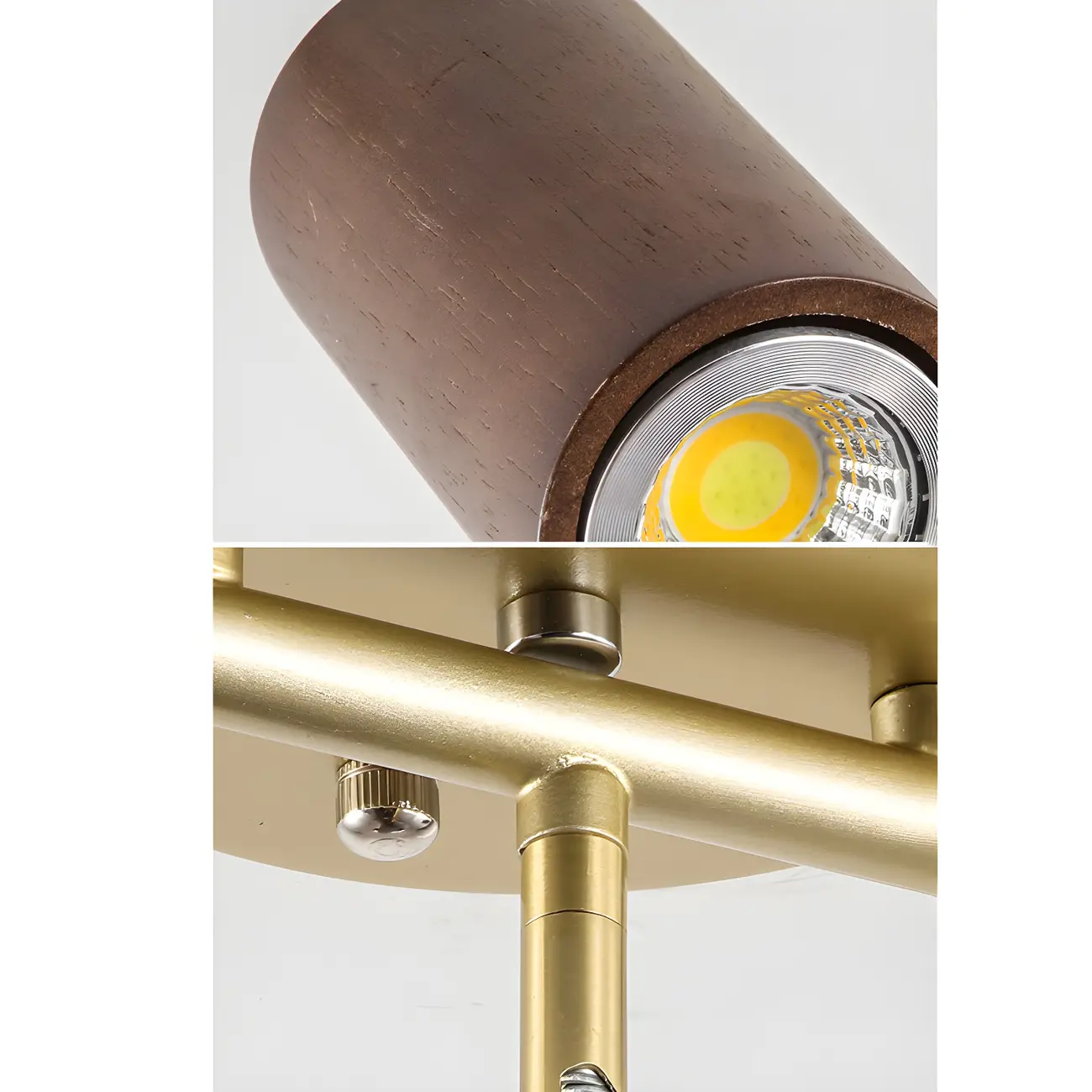 Modern Rubber Wood Brown Semi Flush Mount Track Light