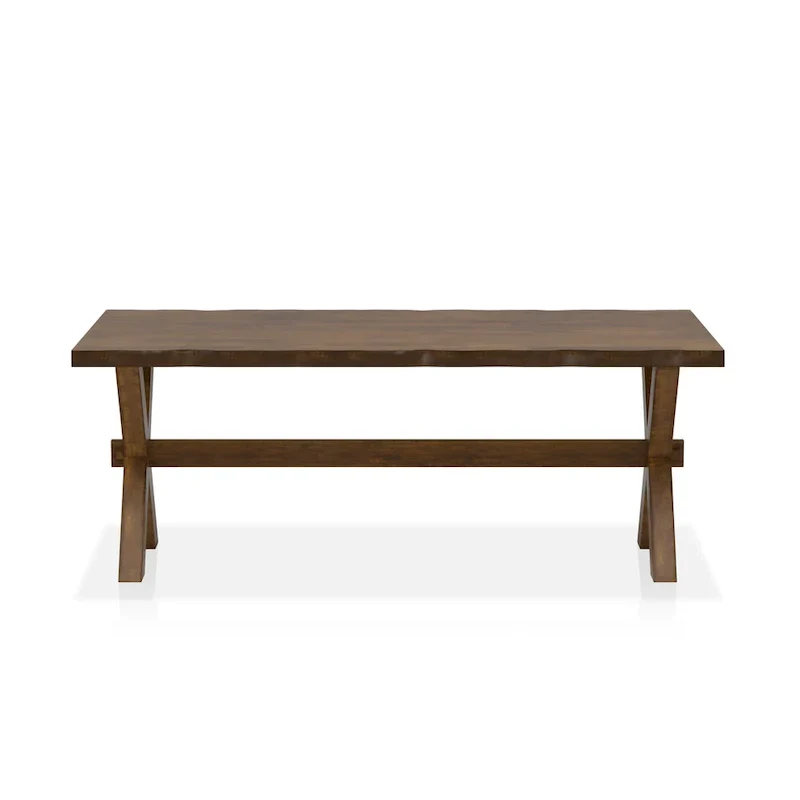 Walnut Solid Wood Coffee Table with Live Edge and X-Shaped Legs