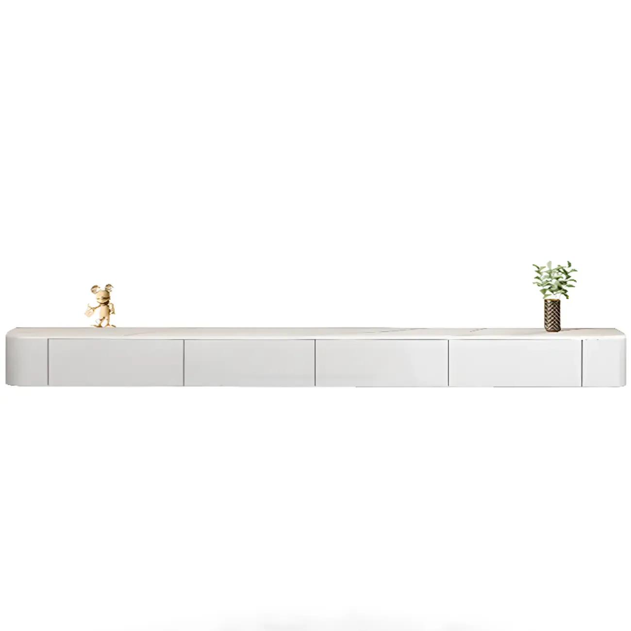 87 Grey Solid Wood Long Floating TV Stand with Drawers