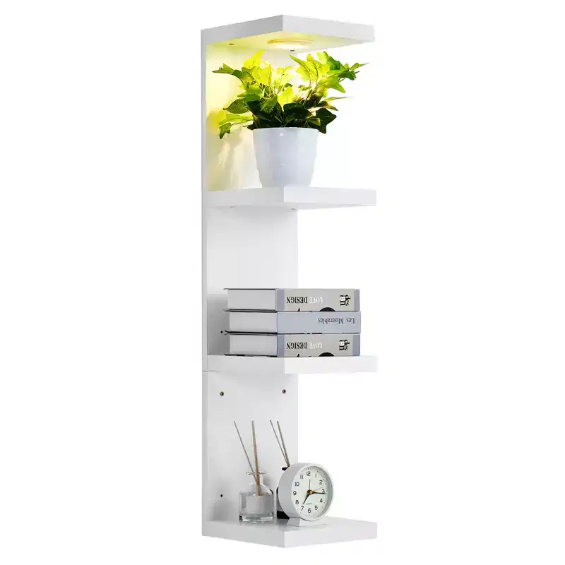 Modern Floating LED Wall Shelf with Remote White Wall Mounted Display Storage Rack for Retail, Living Room,Bedroom  Decorative Shelving Organizer