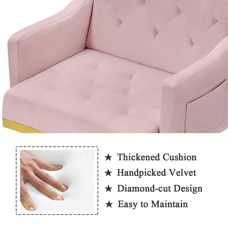 Velvet Accent Chair, Comfy Tufted Upholstered Armchair, Gold Legs - 28.7W