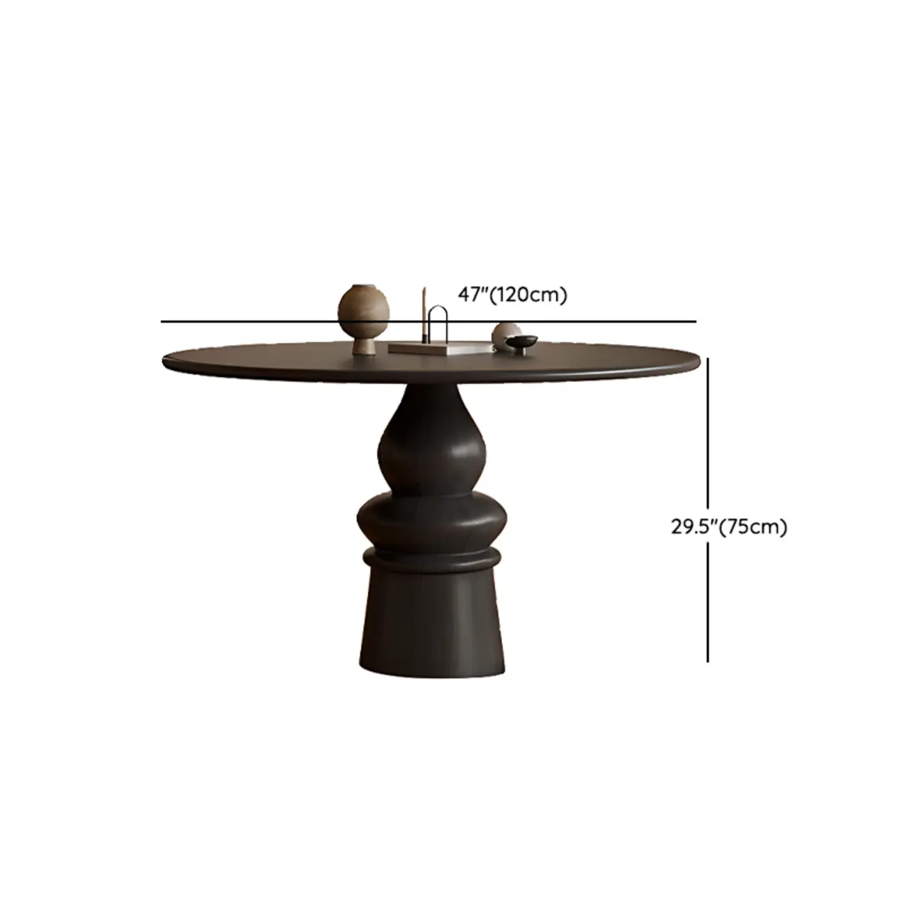 Traditional Dark Brown Wood Round Dining Table