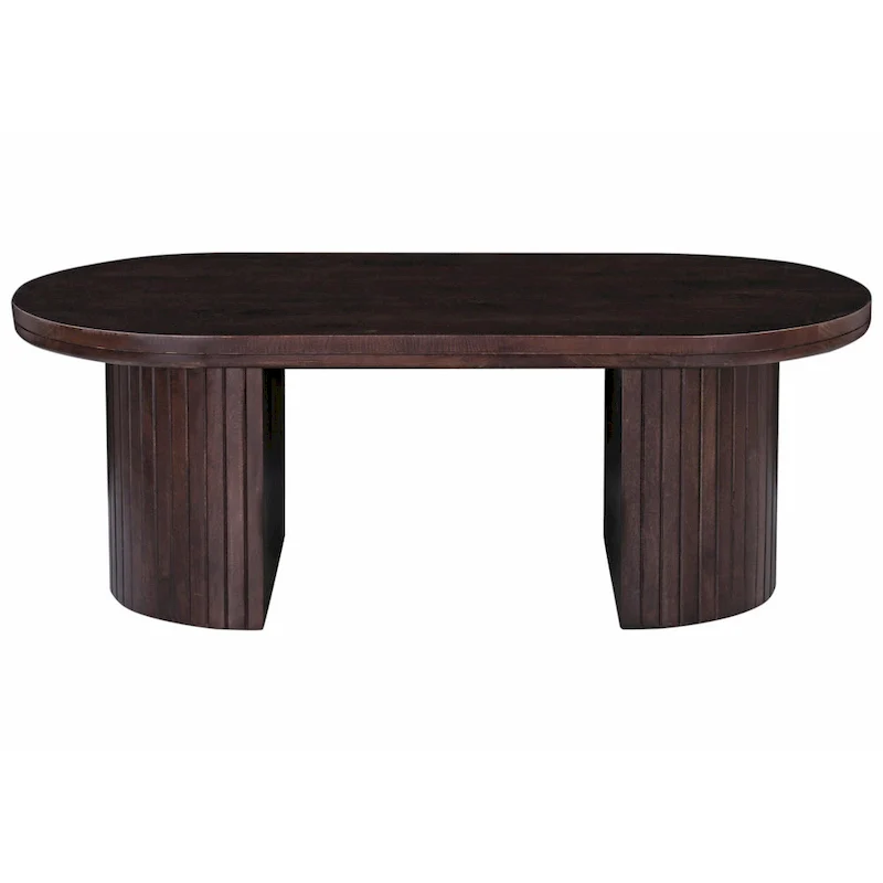 Geneva 51 in. Brown Wood Oval Coffee Table