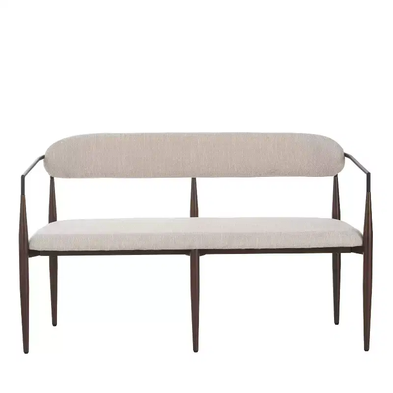 Christopher Knight Home Piper Modern Iron Frame Upholstered 55" Loveseat with Open Curved Back Coffee/Black