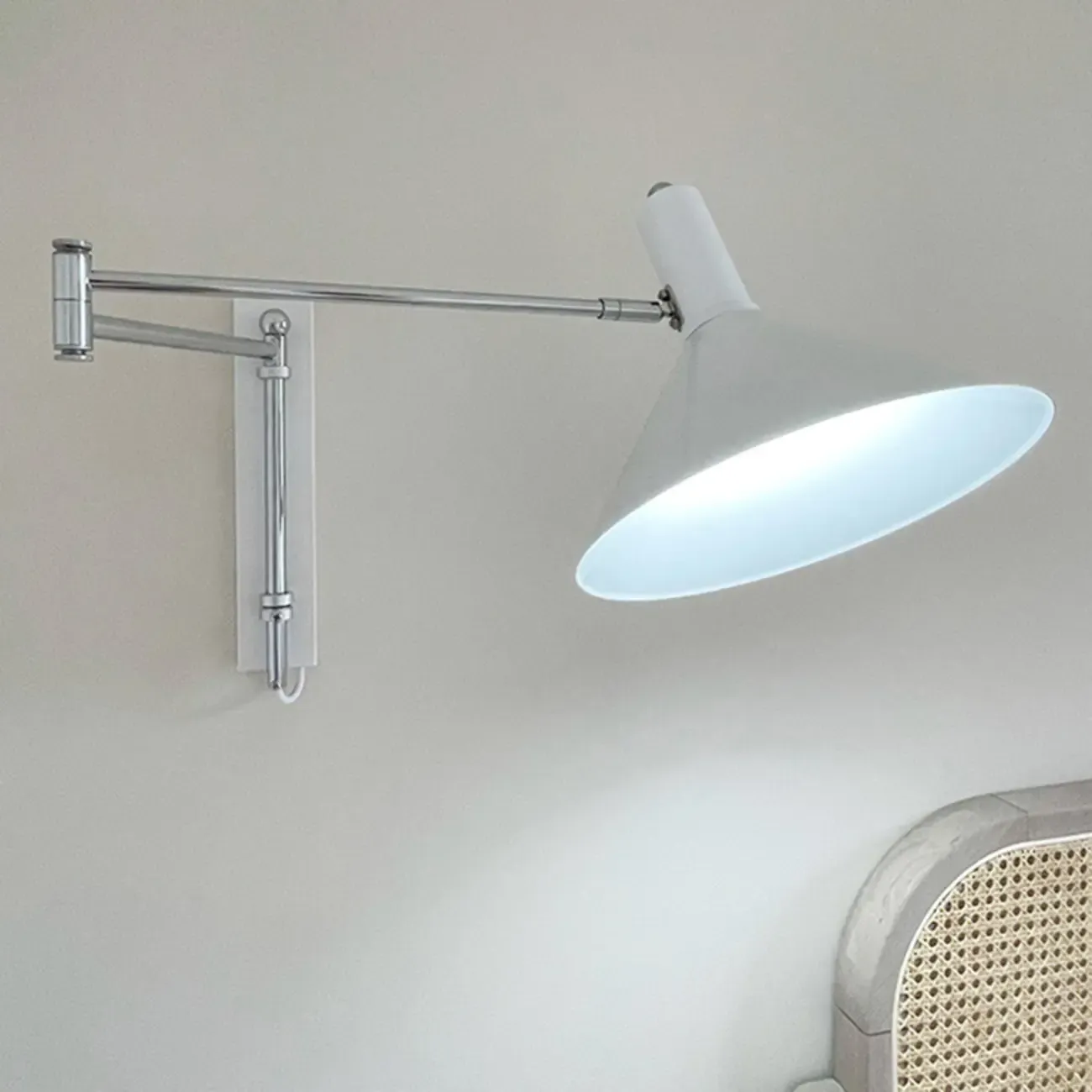 Modern Red Swing Arm Wall Mounted Light Fixture Iron Shade