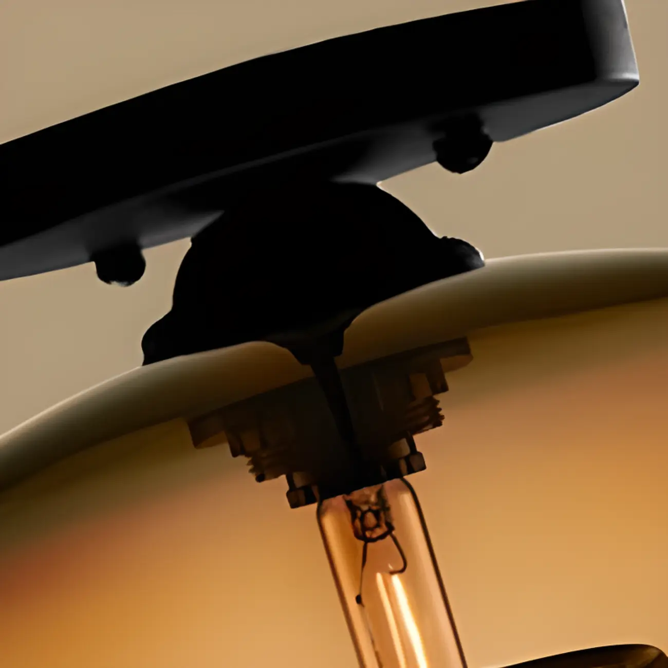 Clear Glass Drum Shade Industrial Semi Flush Mount Light