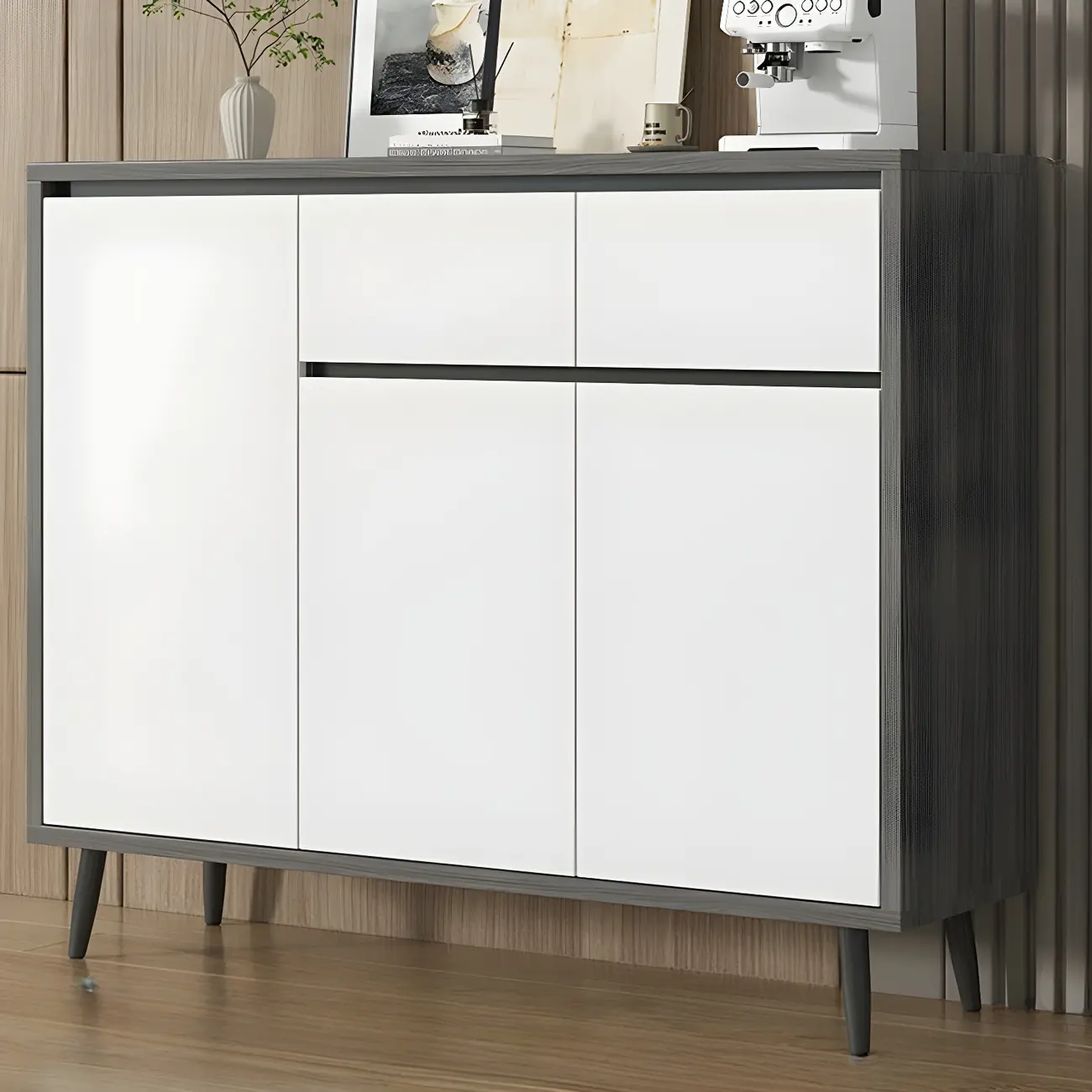 Modern Wooden Sideboard with Multi-Drawers and Cabinets