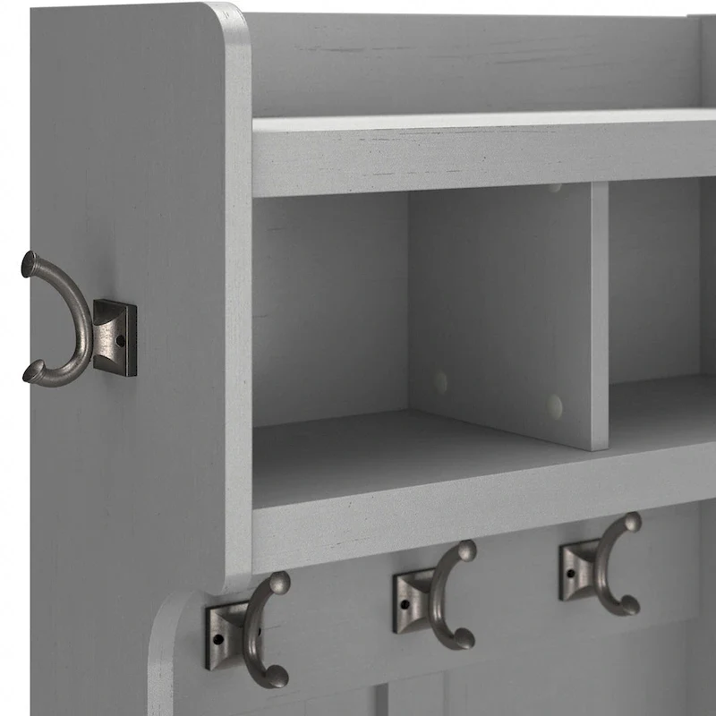 Woodland Hall Tree and Small Shoe Bench with Shelves by Bush Furniture