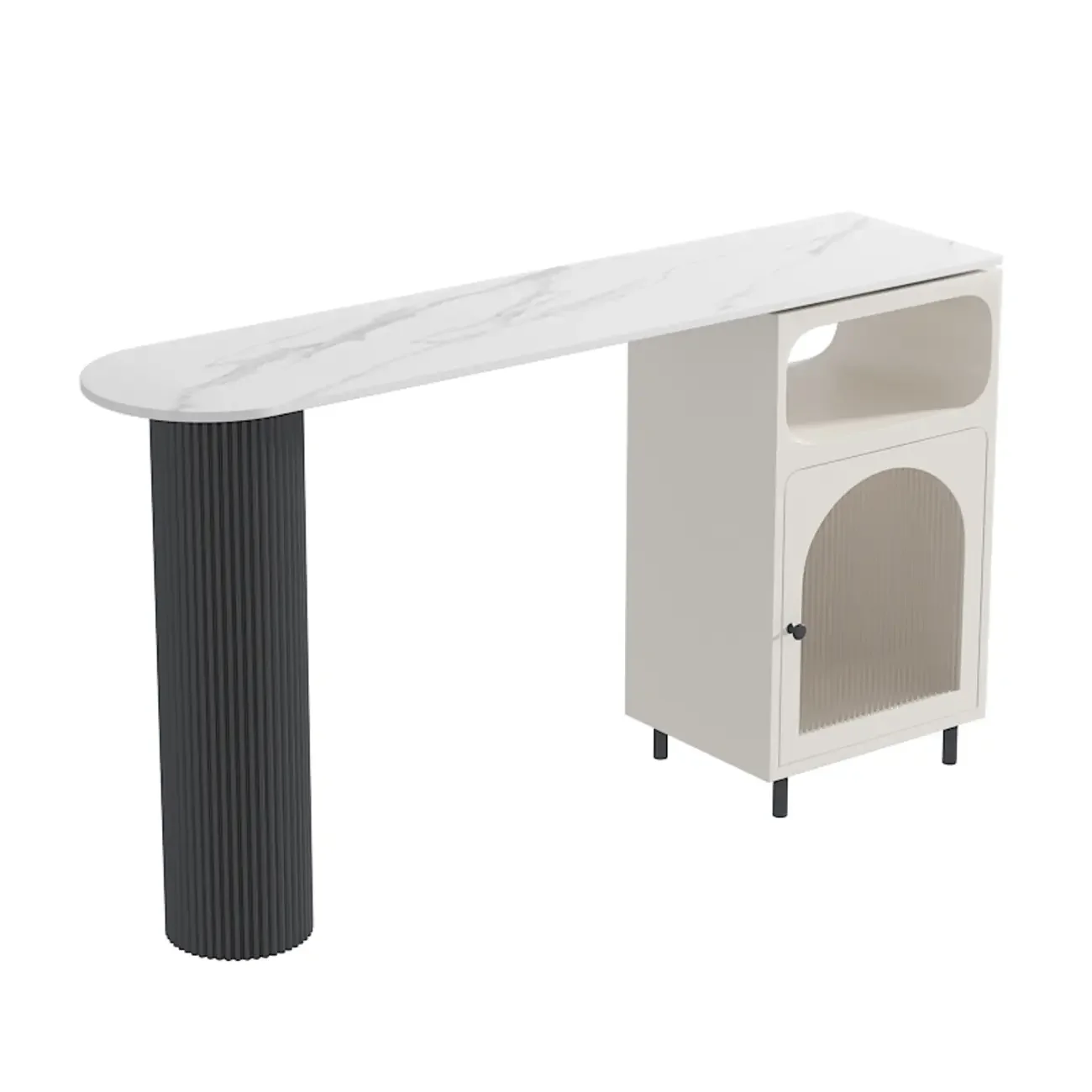 Modern White Bar Table for 2 with Double Pedestal for Living Room