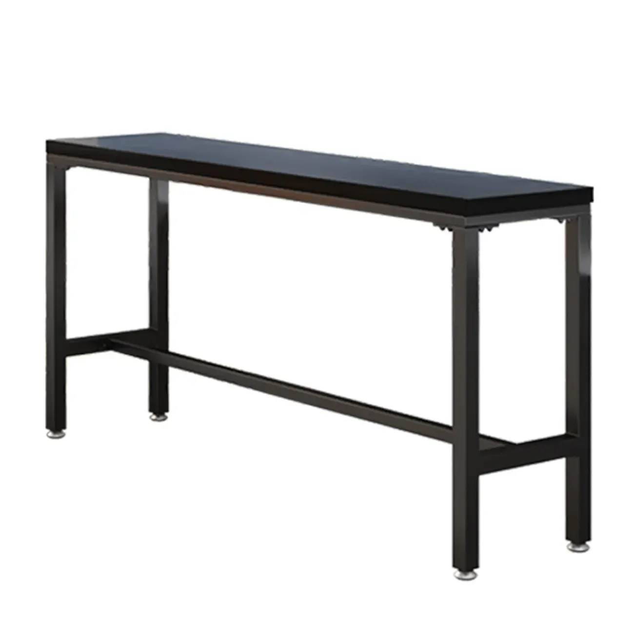 Modern Black Pine Wood Metal Bar Tables with Footrest