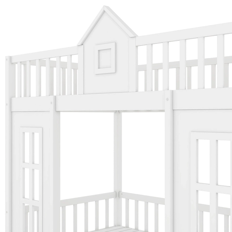 Twin-Over-Twin Bunk Bed with Changeable Table, Bunk Bed Turn into Upper Bed and Down Desk -Gray