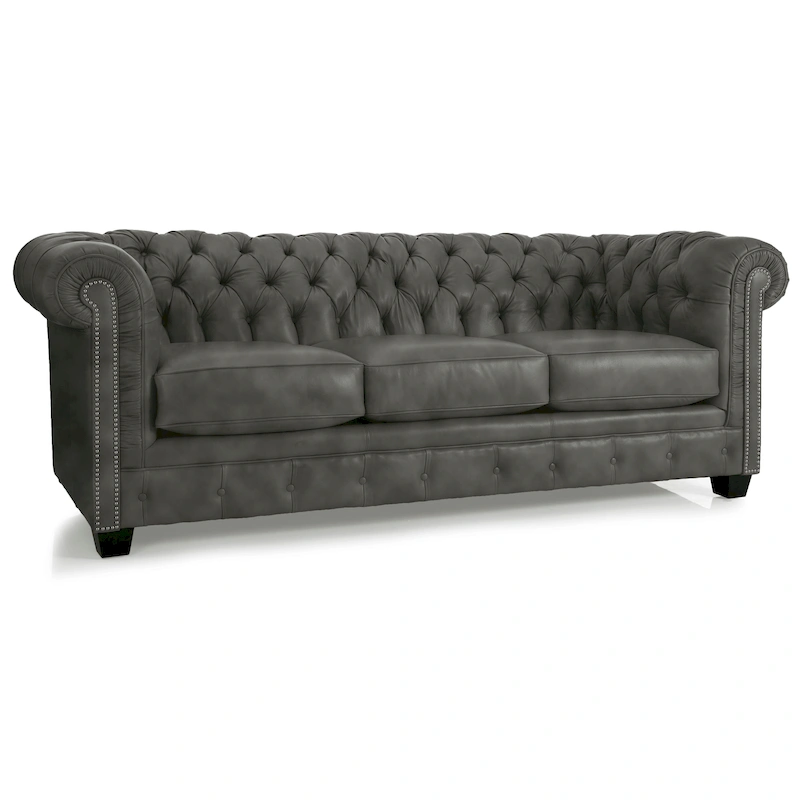 Hancock Tufted Top Grain Italian Leather Chesterfield Sofa - 31  H x 86  W x 40  D