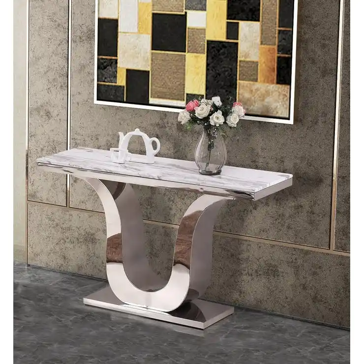 Genuine White Marble Sofa Table – Elegant Console Table