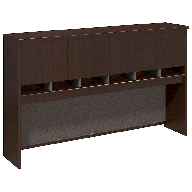 72W 4-Door Office Hutch Cabinet | Upper Storage Bookcase for Office Desk | Professional Style