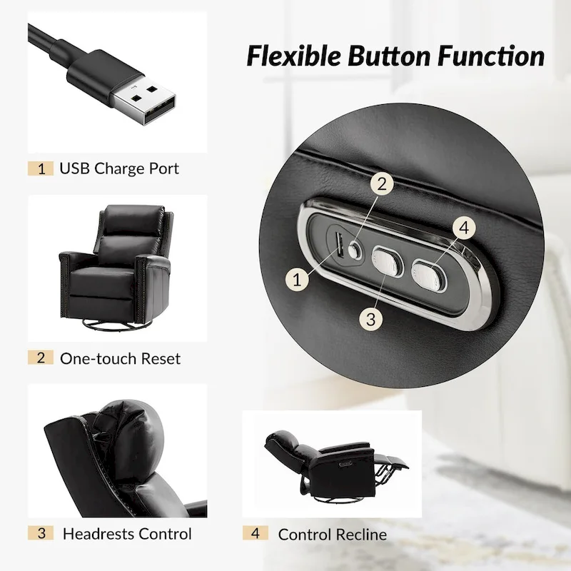 Tobias Traditional Swivel And Rocker Power Recliner Set of 2 by HULALA HOME