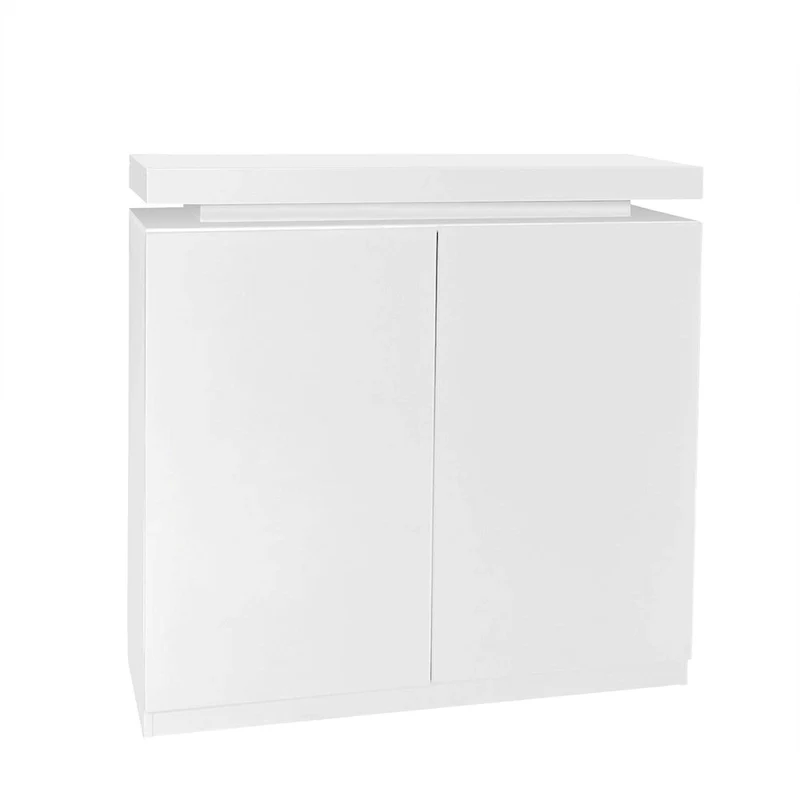 High Gloss White Shoe Cabinet with LED Light and Adjustable Shelves