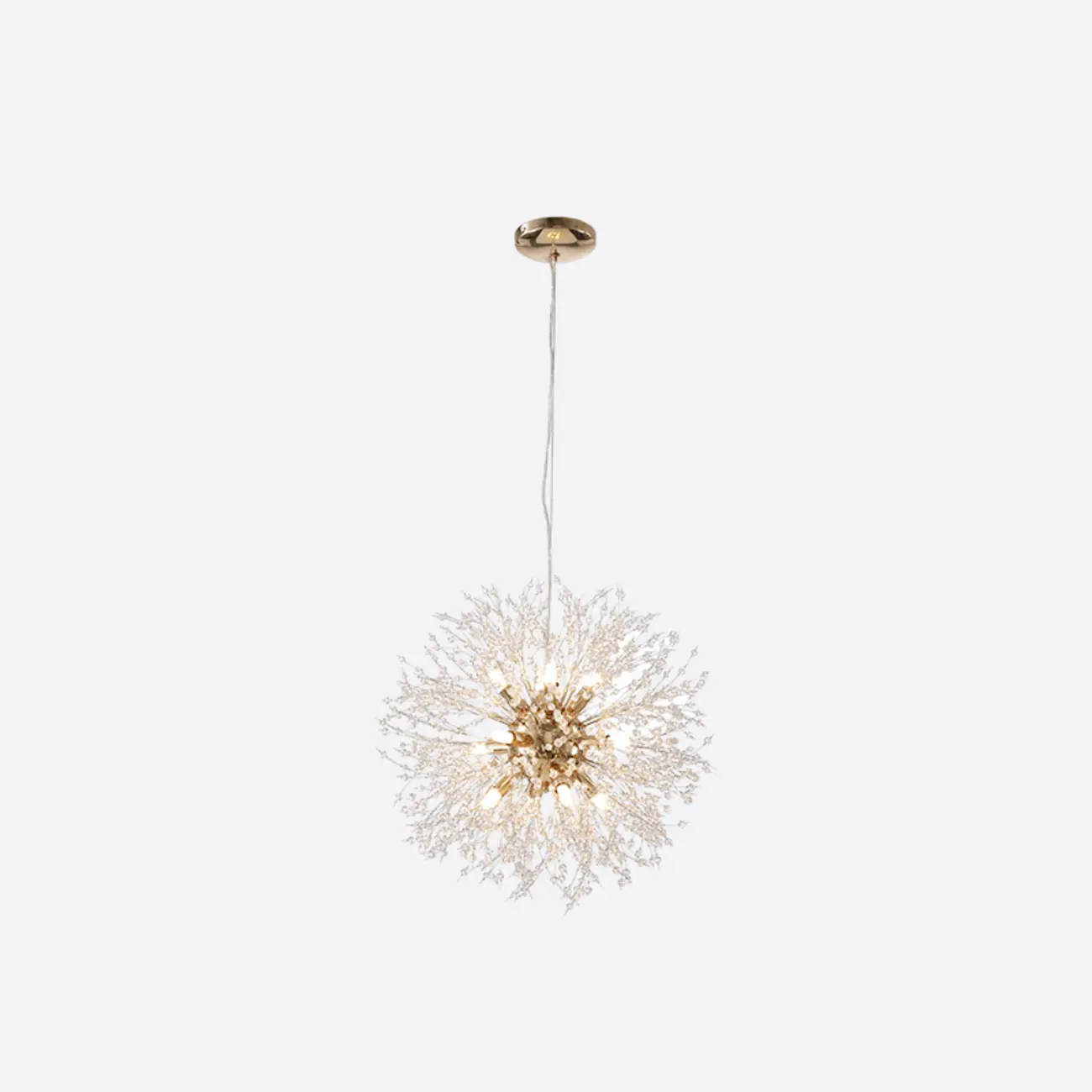 Modern Crystal Globe Chandelier with Starburst Design