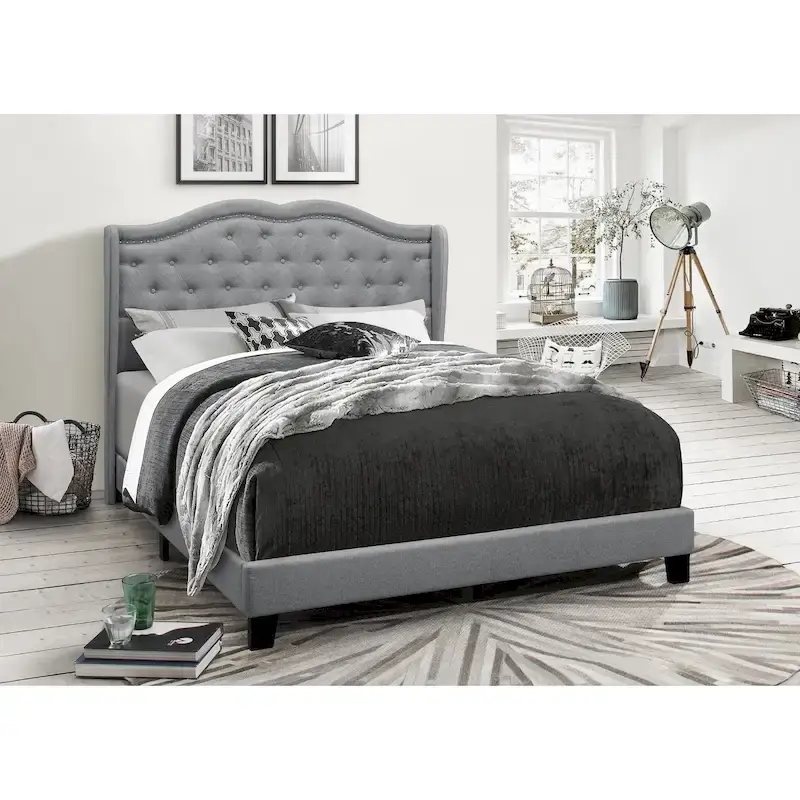 Aden Upholstered Wingback Panel Bed