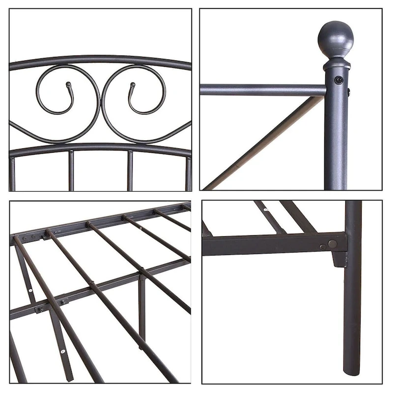 Aufank Classic Metal Canopy Bed Frame, Easy Assembly