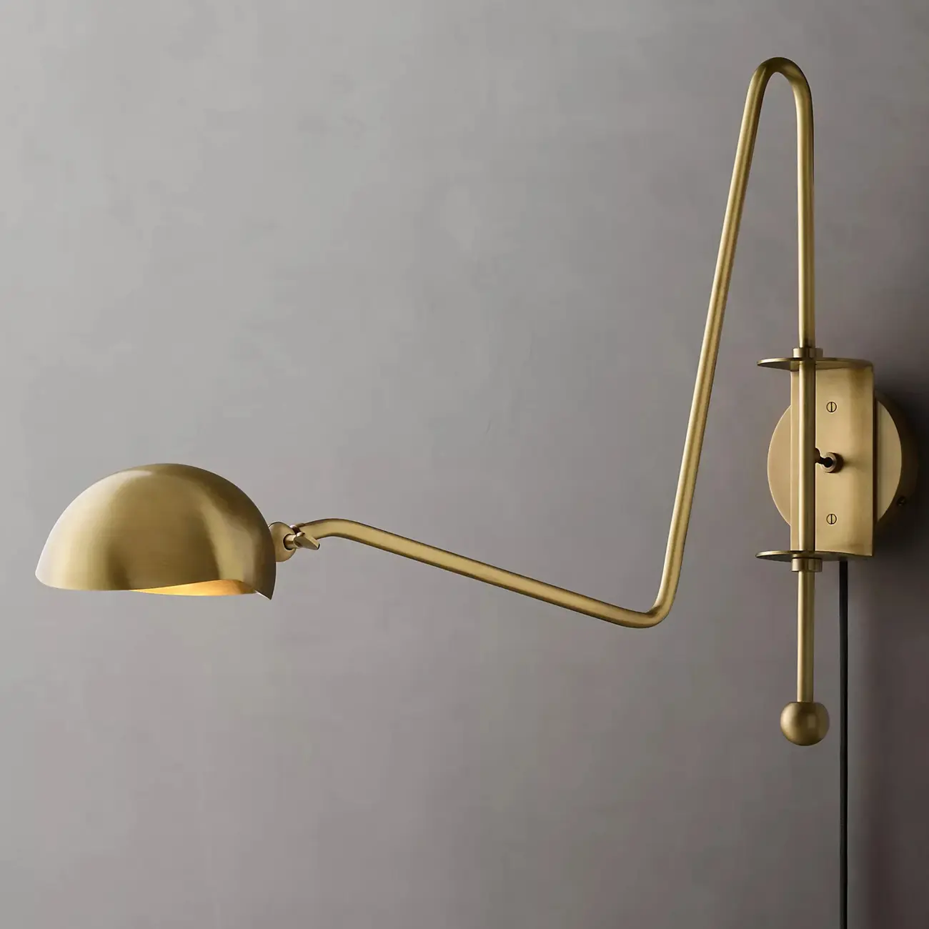 Industrial Dome-Shaped Swing Arm Wall Light for Bedroom Decor