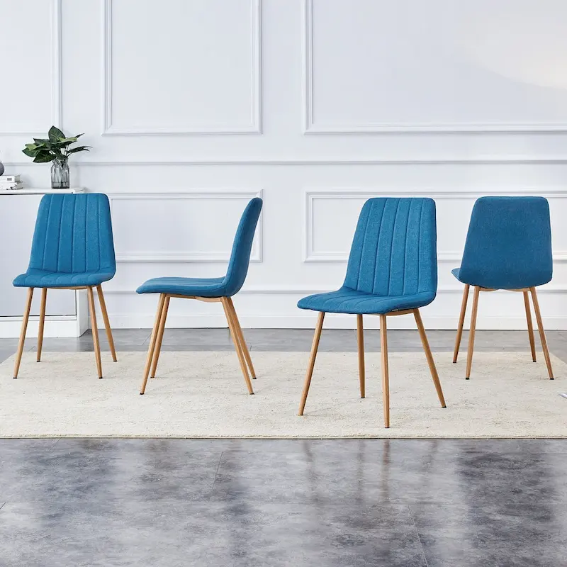 Linen Upholstered Metal Leg Side Chair (Set of 4)