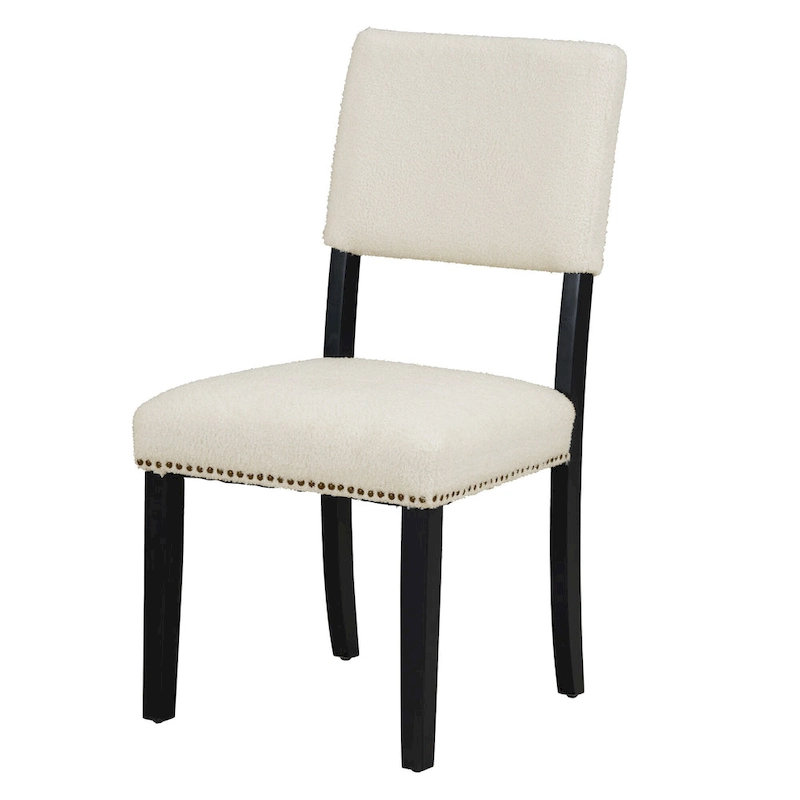 Farmhouse Style 5-Piece Wooden Dining Set with Round Table and 4 Lambswool-like Fabric Upholstered Chairs