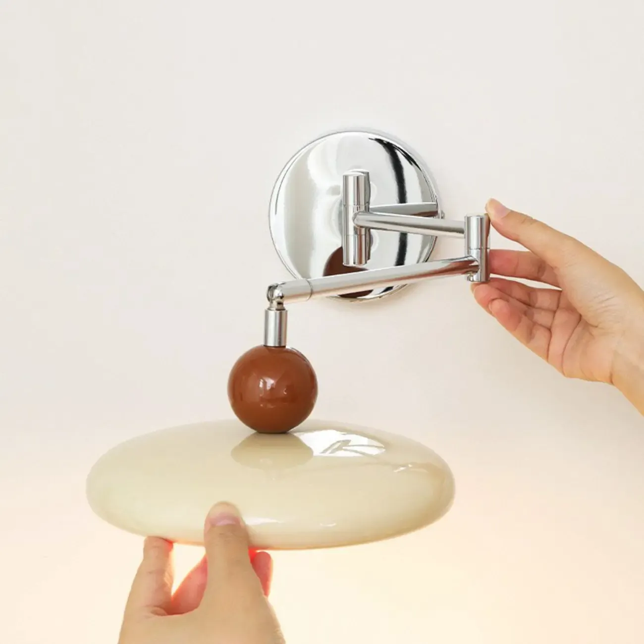 Elegant Cream Acrylic Swing Arm Wall Sconce Multi Dimming