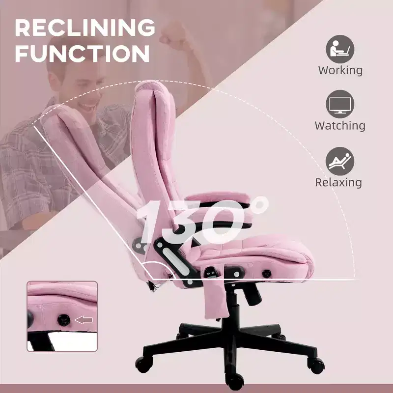 6 Point Vibrating Massage Office Chair with Heat, Linen High Back Massage Desk Chair with Reclining Backrest