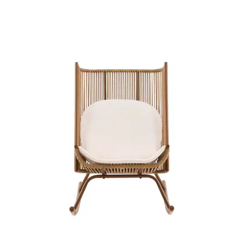 Christopher Knight Home Suman Farmhouse 2 Piece Patio Dining Set with Acacia Wood Table and Iron Rocking Chair