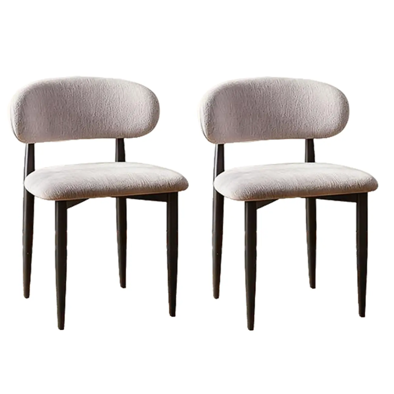 Vintage Chenille Low Back Armless Dining Chair Set of 2