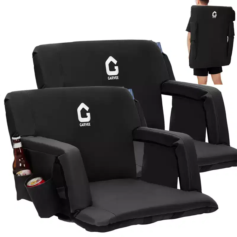 Stadium Seats with Back Support and Padded Cushion - Extra Wide 24.5 Bleacher Chair - Reclining Stadium Football Seats - 6 Adjustable Angle