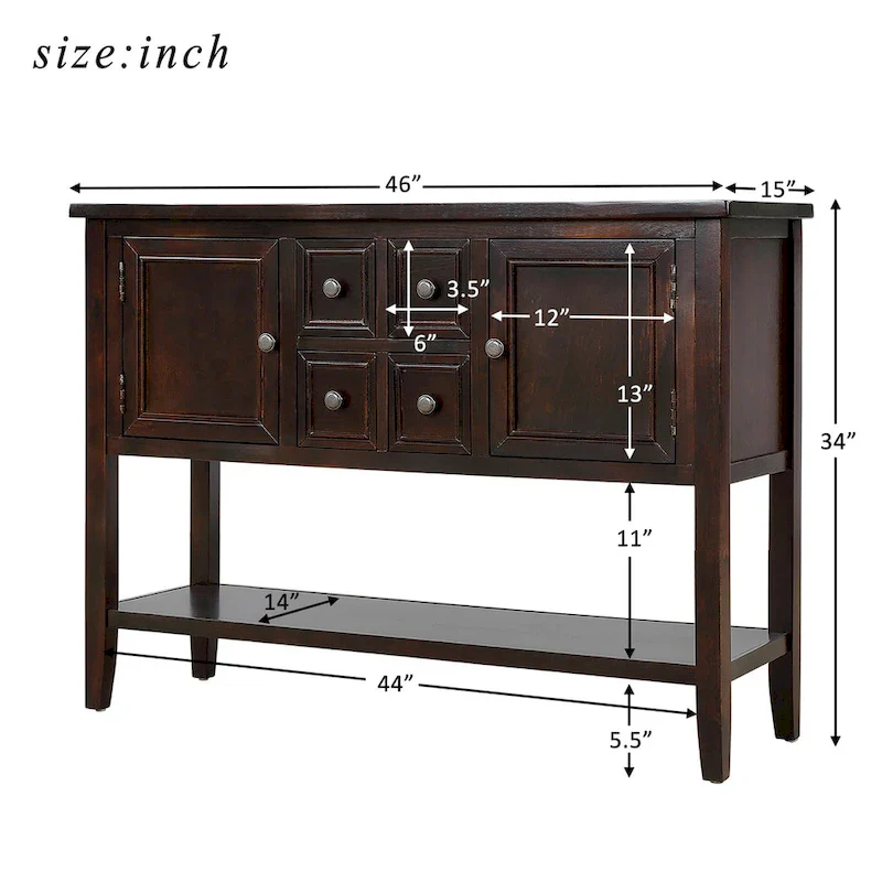 Buffet Sideboard Console Table with Bottom Shelf