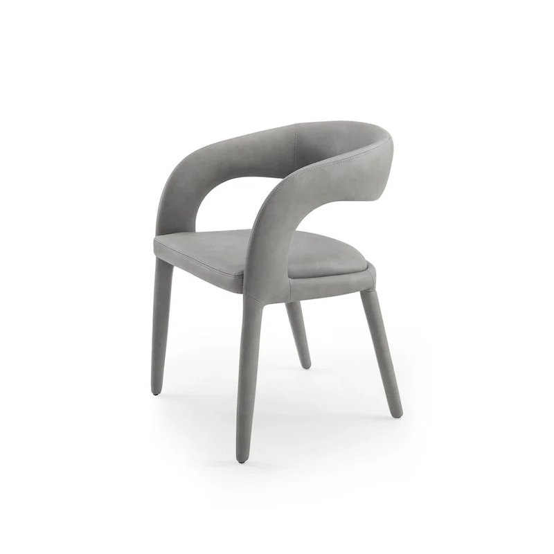 Grey Leatherette Dining Chair, Modern Style, Seats 1