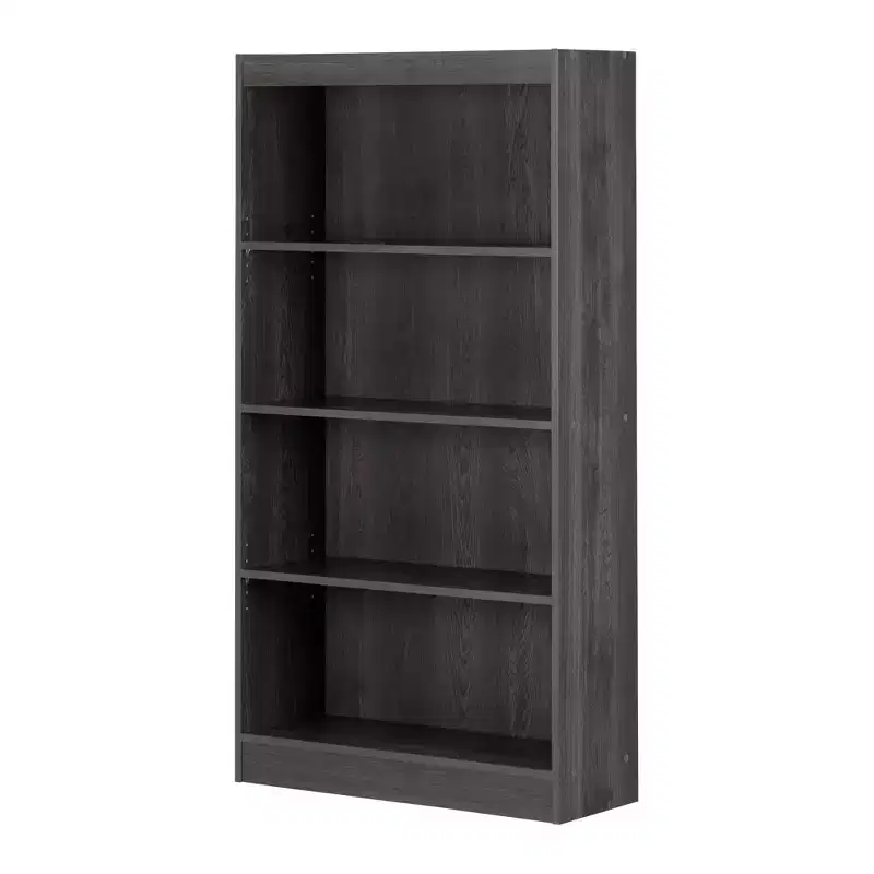 South Shore 56" 4 Shelf Decorative Bookshelf: Gray Oak, Vertical Design, Particle Board Frame, 25 lb Shelf Capacity