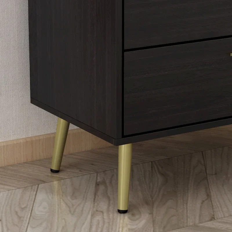 5-Drawer Dresser Chest with Industrial Black Iron Frame