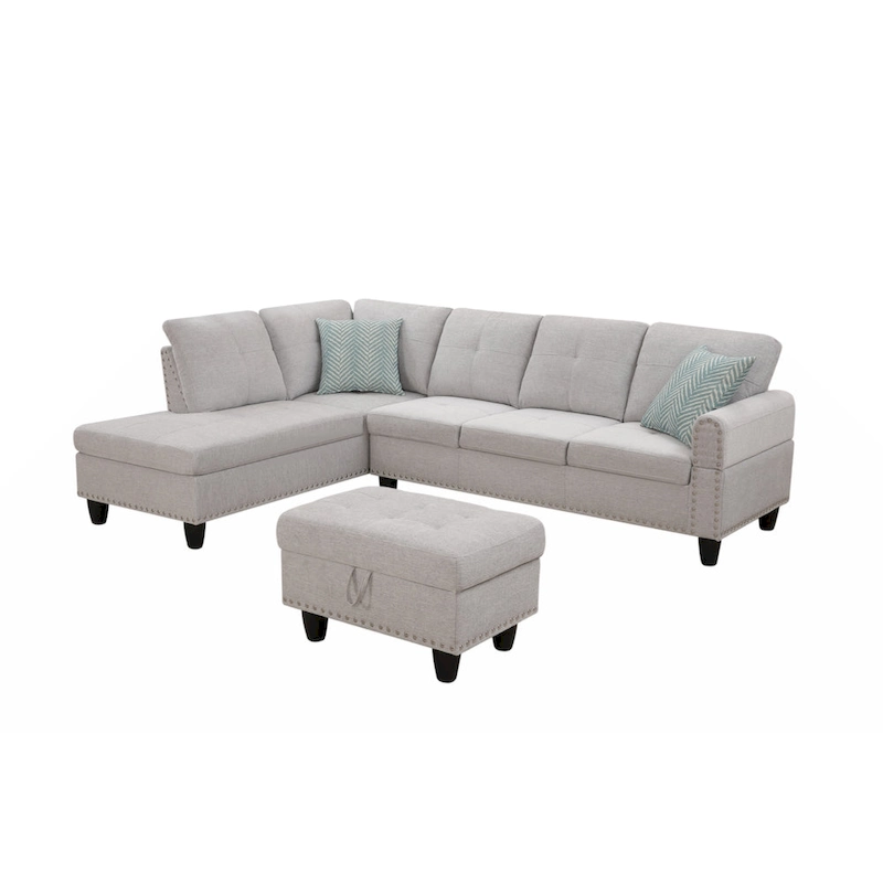 Alger 98  Wide Left Hand Facing Sofa & Chaise with Ottoman