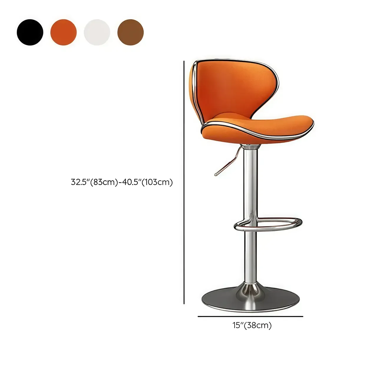Leather Cushioned Saddle Swivel Adjustable Bar Stool