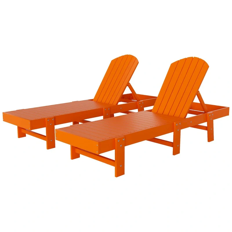 Polytrends Altura Armless Poly Eco-Friendly All Weather Reclining Chaise Lounge (Set of 2)